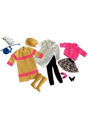 Vintage Barbie Outfits - Doctor/Vet, Teacher, Firefighter with Dog!
